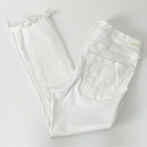 Express Skinny Mid Rise Distressed Raw Hem Ankle Jean White Size 14 Long #192